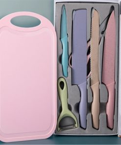 多機能キッチンナイフ＆まな板セット カラフルでおしゃれな調理器具一式