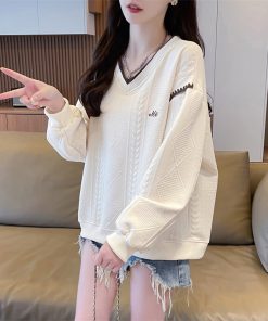 女性のための初秋のスウェットシャツ2024新しい春と秋のルーズトップ