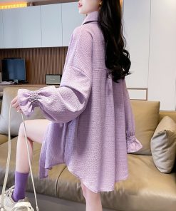 ゆったりとしたPOLOカラーの万能薄手カーディガン日焼け止めジャケット